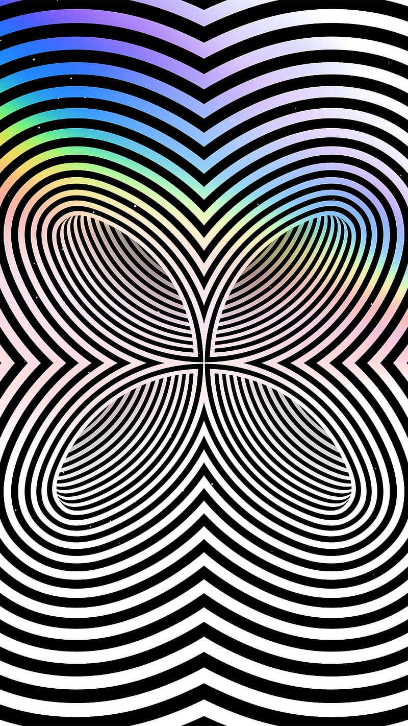 Butterfly, black-white, effect, holographic, hypnotic, illusion, iridescent, optical-illusion, psychology, vibration, HD phone wallpaper