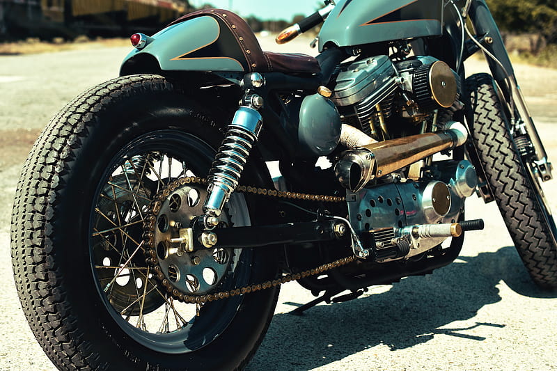 close-up of teal and black motorcycle, HD wallpaper