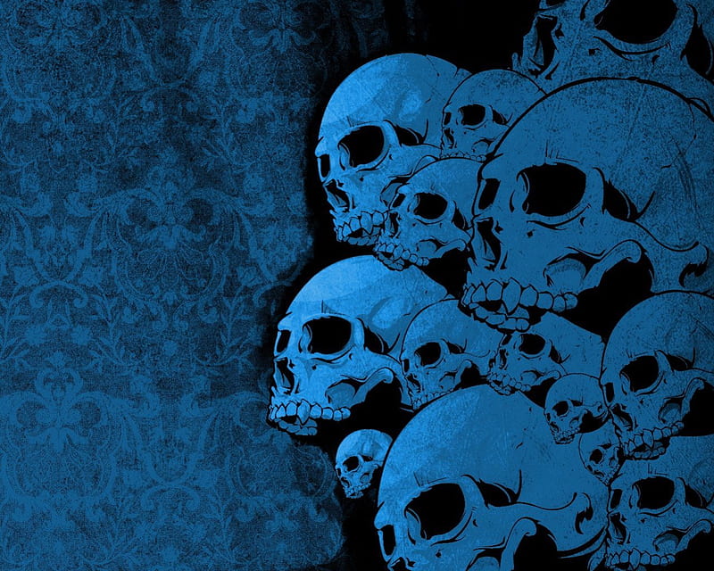 dark skull, fantasy, blue , cool , entertainment, evil, abstract, skull, other, HD wallpaper