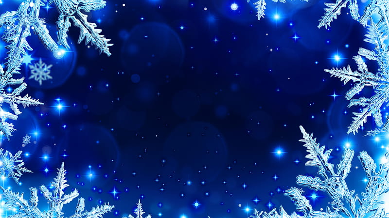 Artistic Whit Snowflake In Blue Background Snowflake, HD wallpaper