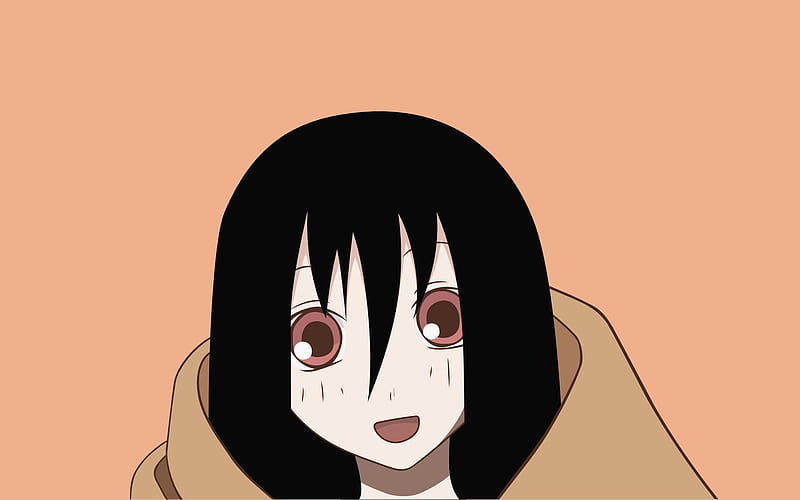 Sayonara Zetsubou Sensei, cute, kawaii, hikikomori, blanket, red eyes, kiri komori, black hair, HD wallpaper