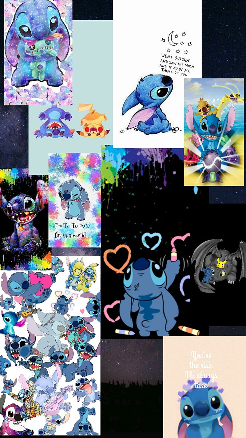 Stitch, colorful, cute, love, HD phone wallpaper