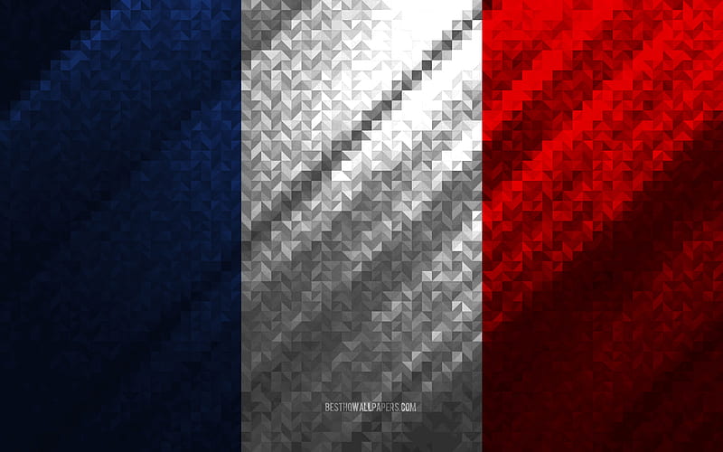 Flag of France, multicolored abstraction, France mosaic flag, Europe, France, mosaic art, France flag, HD wallpaper