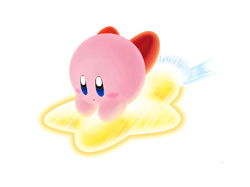 Kirby on a Warpstar, speed, glide, warpstar, air ride, kirby, star, HD wallpaper