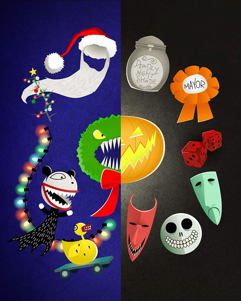 Nightmare Christmas , disney, halloween, holiday, HD phone wallpaper