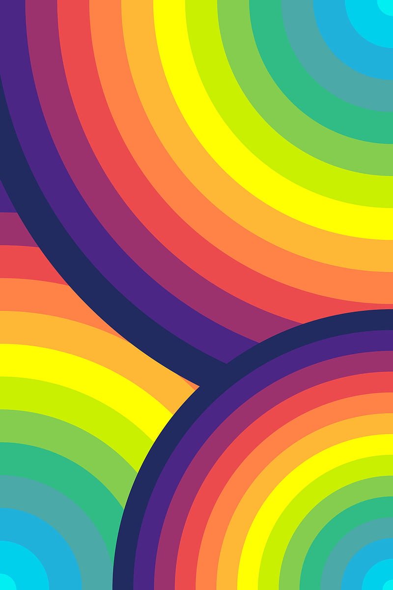 circles, colorful, rainbow, arc, HD phone wallpaper