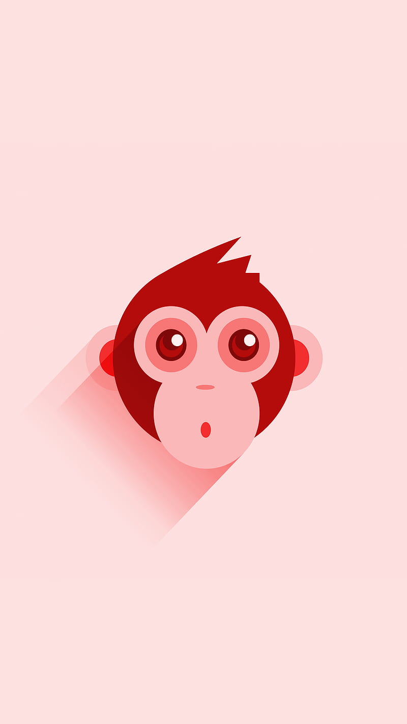 Red Monkey, 929, baby, vector, white, HD phone wallpaper