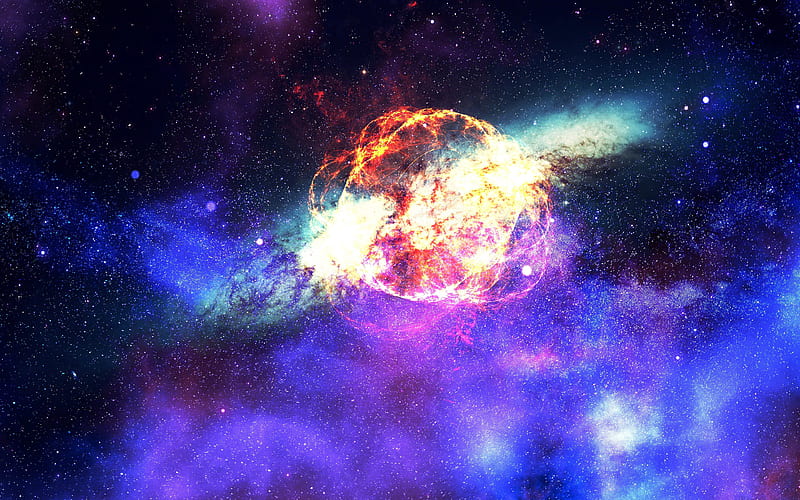 fire ball galaxy, Sci-Fi, nebula, art, universe, HD wallpaper