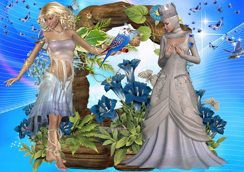 Spring, bird, queen, flower, fairy, blue, HD wallpaper | Peakpx