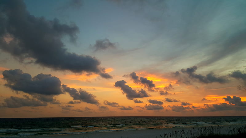 Evening Beach, florida, night, twilight, dusk, sky, ocean, sand, HD wallpaper