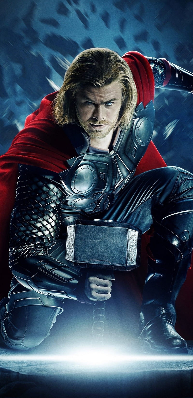 Thor, black, blue, eyes, gott, marvel, movie, red, white, HD phone wallpaper