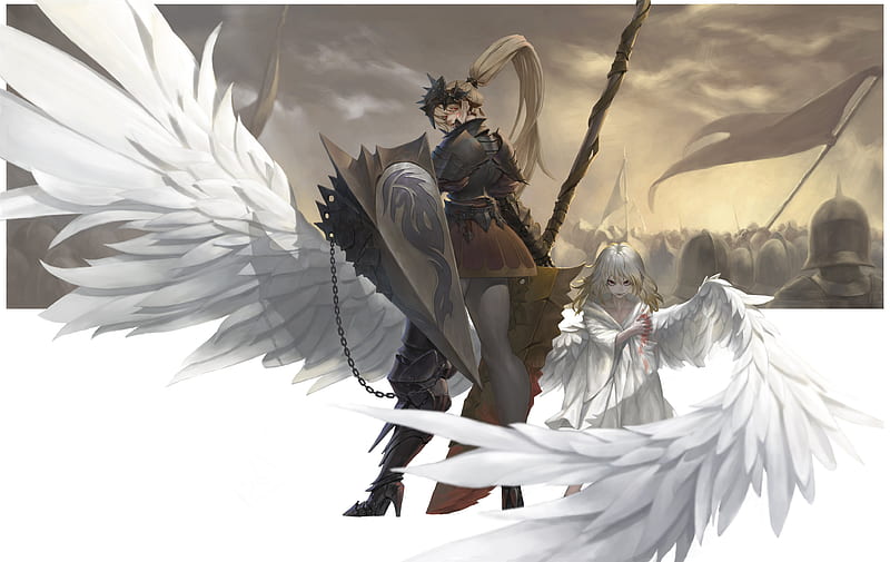 Anime, Original, Shield, Wings, HD wallpaper