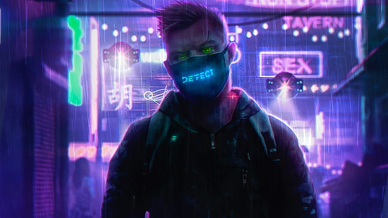 Defected Man , artist, artwork, digital-art, neon, HD wallpaper