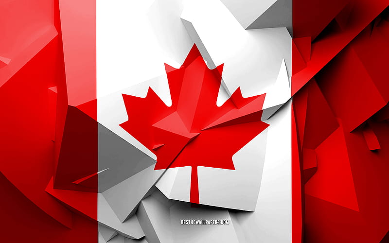 Flag of Canada, geometric art, North American countries, Canadian flag, creative, Canada, North America, Canada 3D flag, national symbols, HD wallpaper