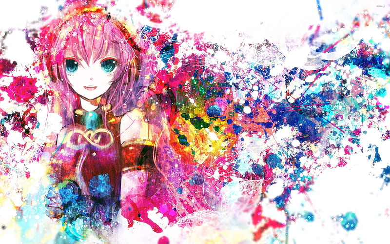 Megurine Luka, art, paint splash, manga, Vocaloid, HD wallpaper