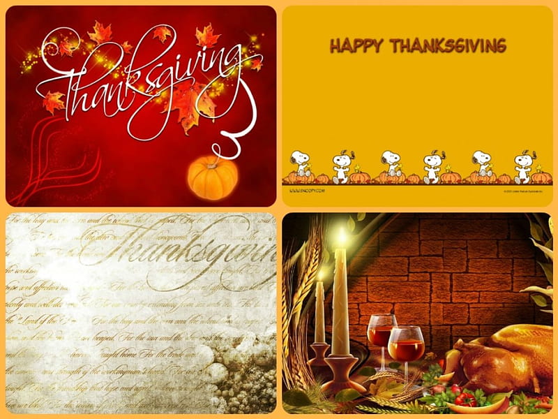 Happy Thanksgiving, Thanksgiving, holiday, Snoopy, November, collage, Autumn, HD wallpaper