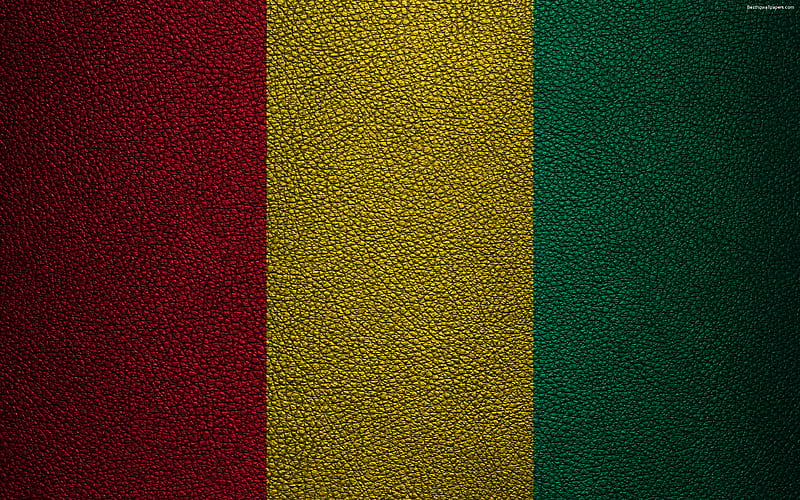 Flag of Guinea, leather texture Guinean flag, Africa, flags of the world, African flags, Guinea, HD wallpaper