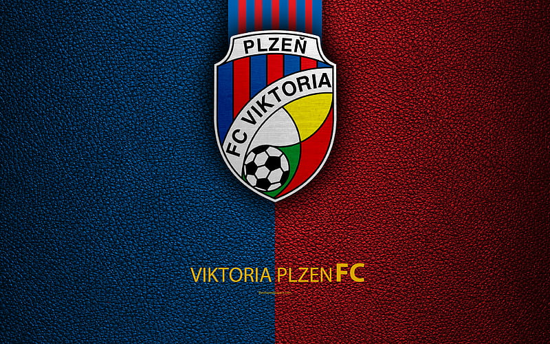 Viktoria Plzen FC Czech football club, logo, emblem, leather texture, Pilsen, Czech Republic, football, 1 Liga, Czech football championship, HD wallpaper