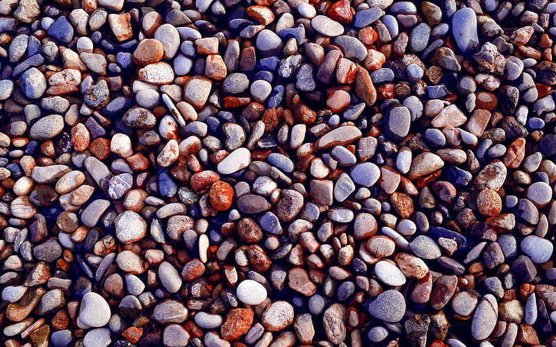 colorful pebbles texture, macro, colorful stone texture, pebbles backgrounds, gravel textures, pebbles textures, stone backgrounds, pebbles, wet stones, colorful backgrounds, HD wallpaper