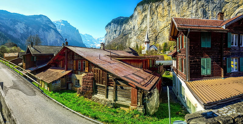 Buildings, House, Lauterbrunnen, Switzerland, HD wallpaper