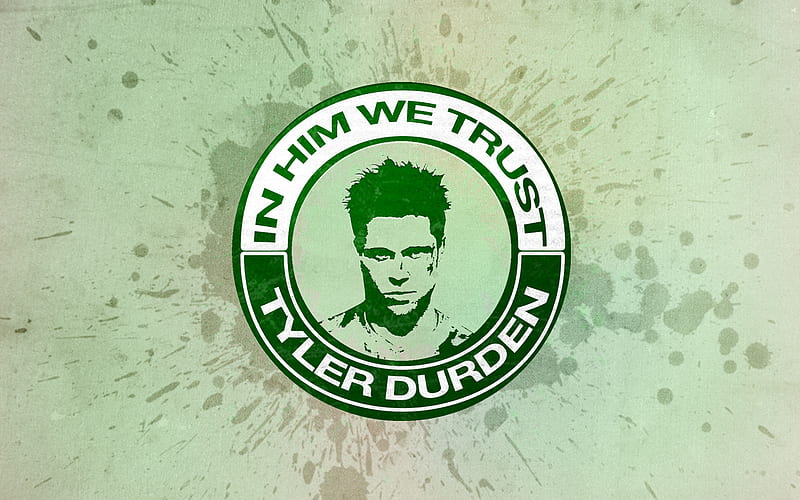 in him we trust, movie, club, cool, green, tyler, quote, awesome, durden, fight, simple, HD wallpaper