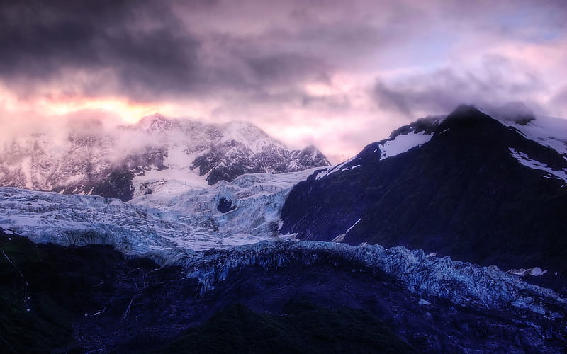 Glacier Sunrise, sunrise, glacier, nature, HD wallpaper