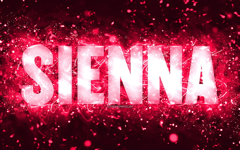 Happy Birtay Sienna, pink neon lights, Sienna name, creative, Sienna Happy Birtay, Sienna Birtay, popular american female names, with Sienna name, Sienna, HD wallpaper