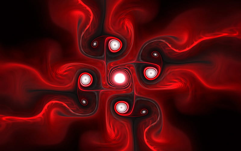 Alarm, red, gnarl, fractal abstract, HD wallpaper
