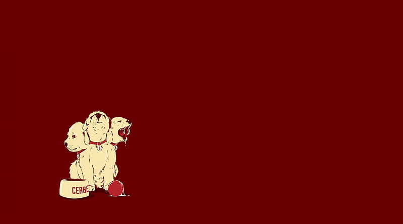 Cerberus puppy, red, fantasy, puppy, dog, cerberus, HD wallpaper