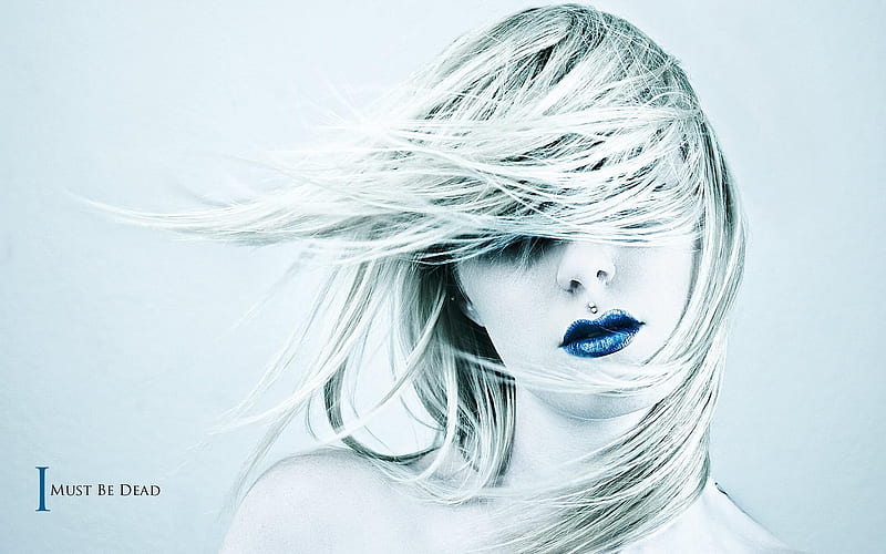 People waves, blue girl, mouth, sexy fantasy, blue lips, expressive, stud, waves, woman, i must be dead, art conceptual, 3d, blue lipstick, beauty, HD wallpaper