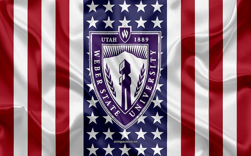 Weber State University Emblem, American Flag, Weber State University logo, Ogden, Utah, USA, Weber State University, HD wallpaper