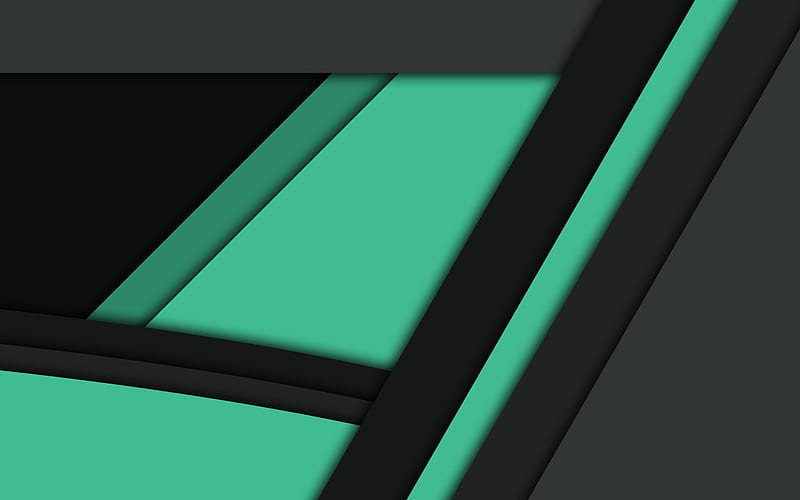 geometry, lines, green, gray, black, Android 5, Lollipop, HD wallpaper