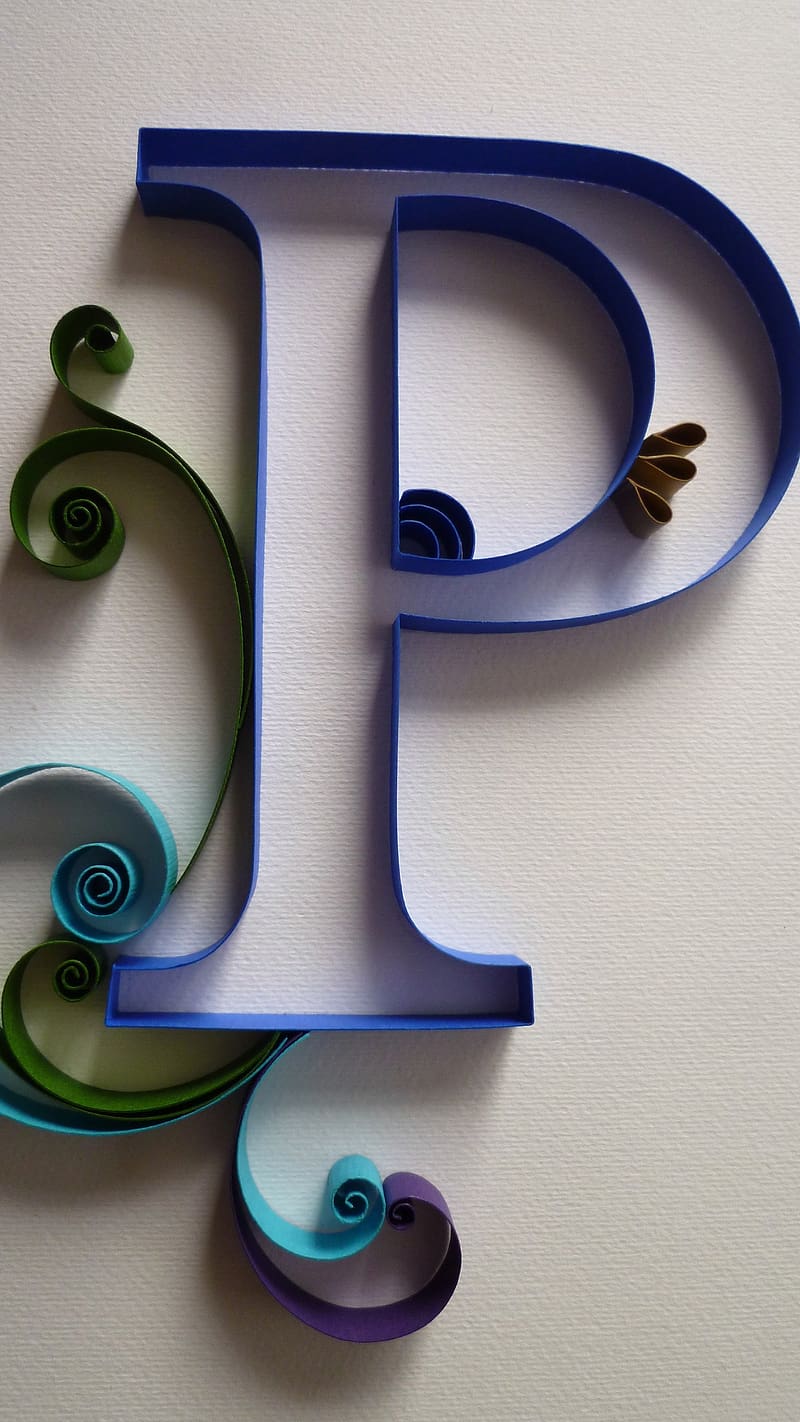 P Letter Design Quiling, p letter design, quiling, blue, alphabet ...