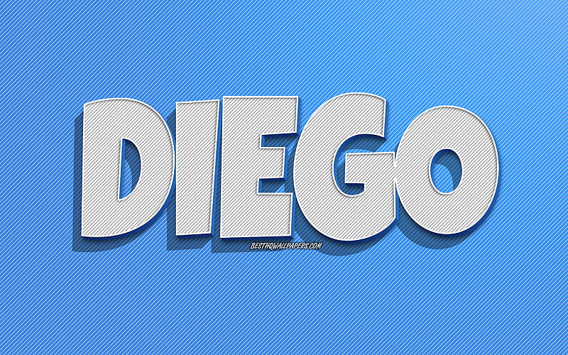 Diego, blue lines background, with names, Diego name, male names, Diego greeting card, line art, with Diego name, HD wallpaper