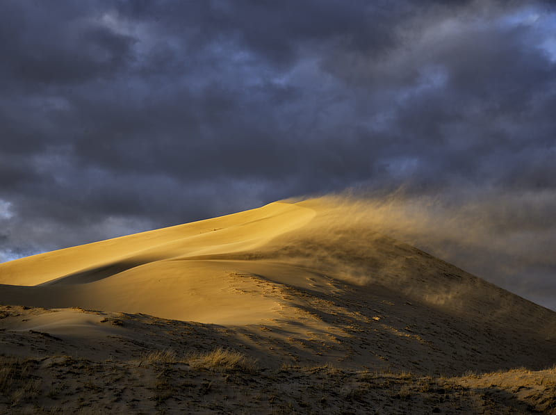 Wind Blowing Sand from Dune to Dune, Desert Ultra, Nature, Desert, California, windy, mojave, mojavenationalpreserve, blowingsand, kelsodunes, HD wallpaper