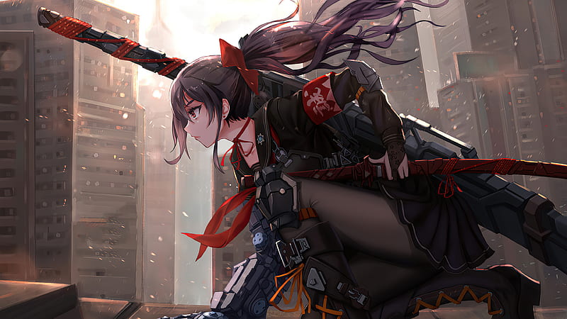 Anime Cyber Arm Sword Girl , artist, artwork, artstation, HD wallpaper
