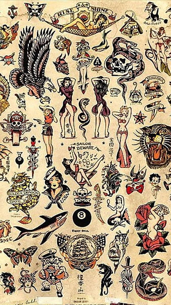Vintage Tattoo Wallpaper Vector Images (over 15,000)