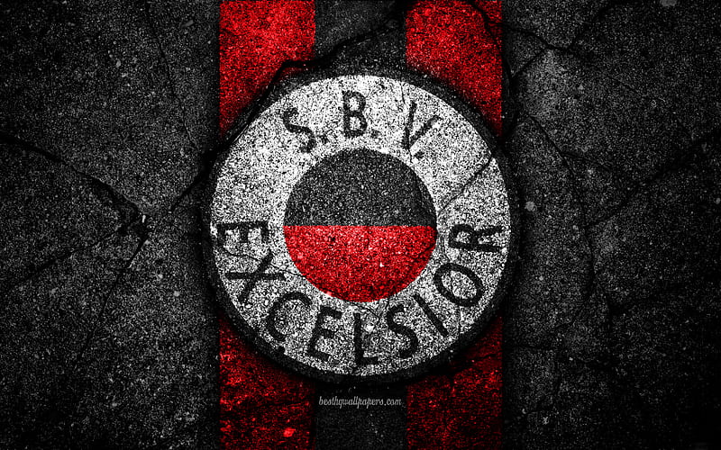 Excelsior FC, logo, Eredivisie, soccer, grunge, Holland, football club, Excelsior, asphalt texture, FC Excelsior, HD wallpaper
