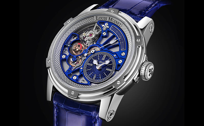 Louis Moinet Watch Blue Tempograph Ultra, Aero, Macro, Blue, Style, Time, Luxury, Watch, timepiece, tempograph, sophistication, sophisticated, HD wallpaper