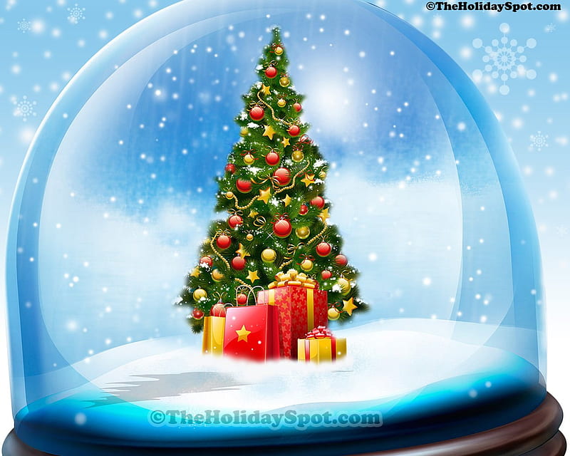 Christmas Tree In A Snow Globe, Christmas, Globe, Tree, Snow, A, In, HD wallpaper