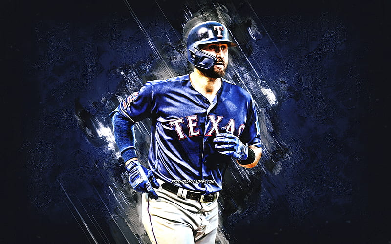 Joey Gallo, Texas Rangers, MLB, american baseball player, portrait, blue stone background, Major League Baseball, Joseph Nicholas Gallo, baseball, HD wallpaper