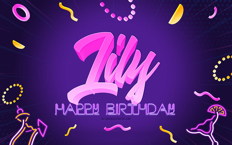 Happy Birtay Lily Purple Party Background, Lily, creative art, Happy Lily birtay, Lily name, Lily Birtay, Birtay Party Background, HD wallpaper