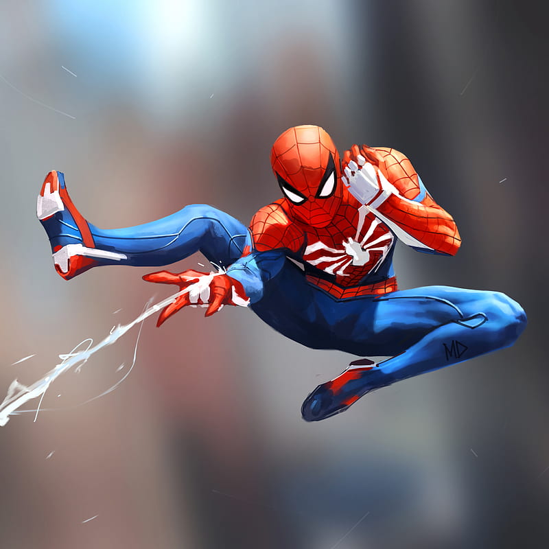 Spider-Man, spider webs, artwork, digital art, Marvel Comics, fan art, men, mask, superhero, HD phone wallpaper