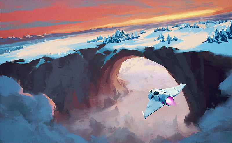 Snowy Hole , artist, artwork, digital-art, HD wallpaper