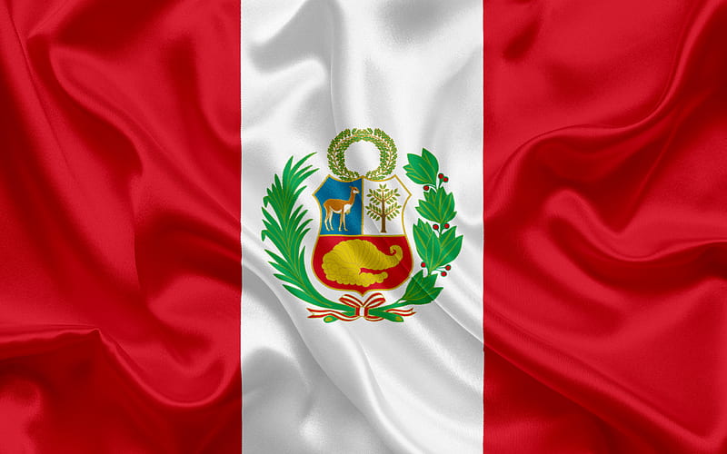 Peruvian flag, national flag, Peru, silk texture, flag Peru, HD wallpaper