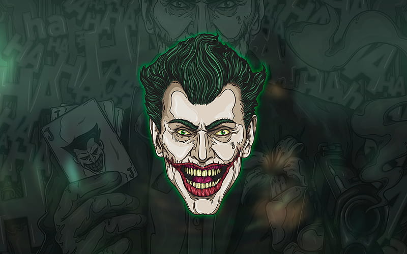 Joker portrait, anti-hero, playing cards, superheroes, antagonist, HD wallpaper