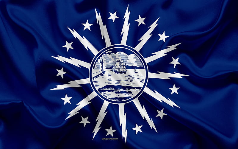 Flag of Buffalo silk texture, American city, blue silk flag, Buffalo flag, New York, USA, art, United States of America, Buffalo, HD wallpaper