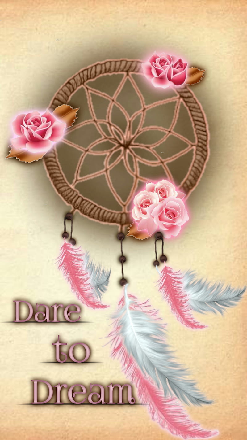 My dreamcatcher, brown, feathers, pink, quotes, roses, HD phone wallpaper