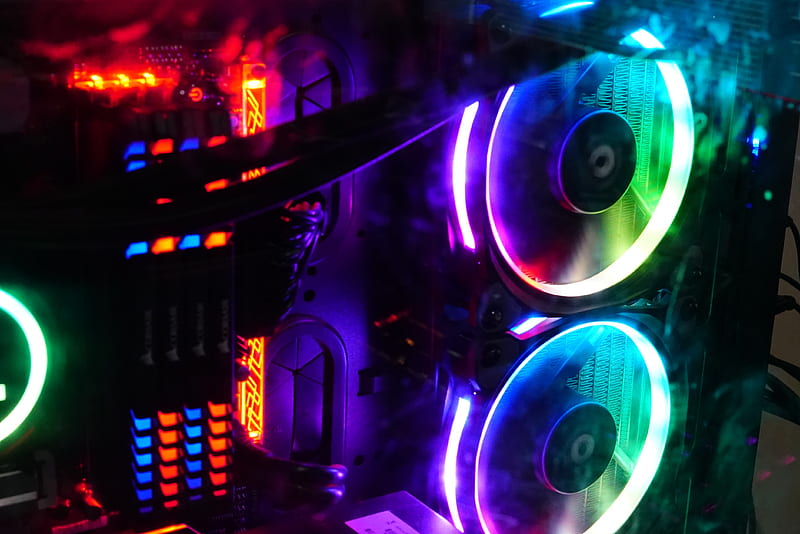 computer, coolers, backlight, neon, colorful, HD wallpaper