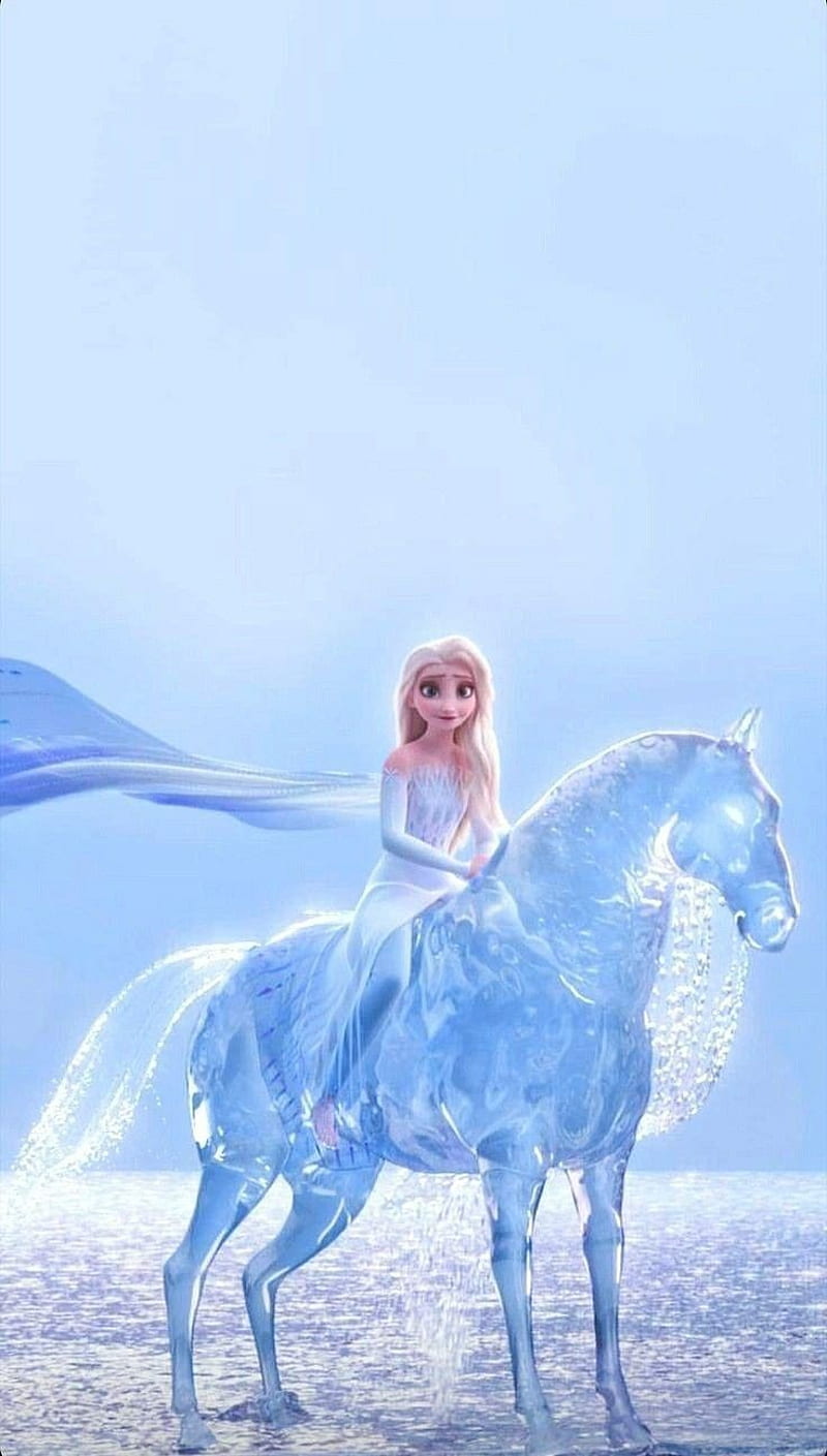 Elsa n Nokk, disney, elsa, frozen, frozen 2, frozen , horse, nokk, ponys, water horse, HD phone wallpaper